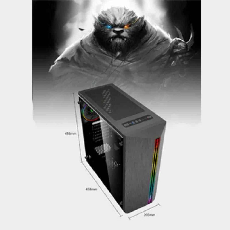 GAMEMAX Case Atx G517 Shine 0.5MM SPCC 3, USB3.0/2.0 1, Fan Dual Halo Slim Rainbow 1, Strip Led Rainbow Side Glass, 508 x 248 x 503mm | G517 Shine