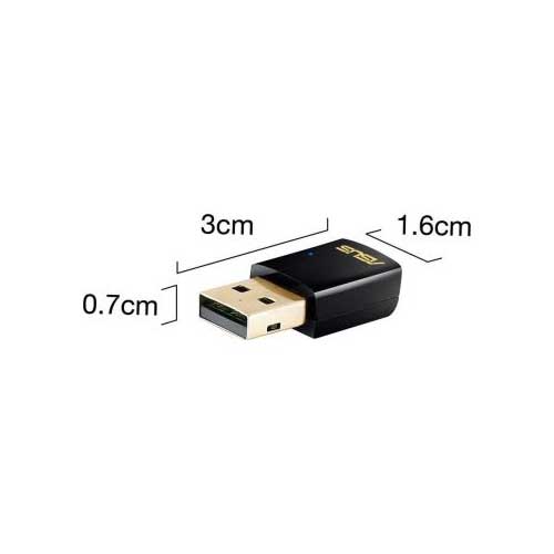 ASUS USB-AC51 High-Speed Wireless-AC600 Wi-Fi adapter Dual Band 2.4 GHz/ 5 GHz | 90IG00I0-BM0G00